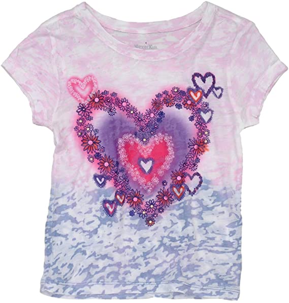 Photo 1 of **SET OF 2**
The Season Essentials Kidsy Girls Big Heart Graphic Printed Peruvian Cotton T-Shirt – Short Sleeve, Crewneck (Size 3)
