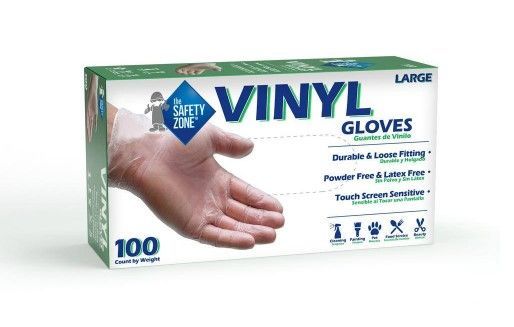 Photo 1 of Powder Free Clear Vinyl Gloves - Clear, Large