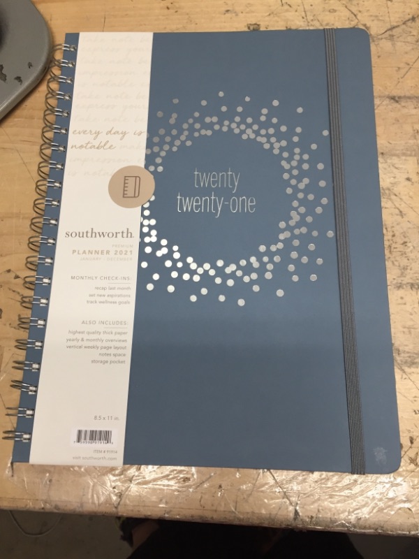 Photo 1 of Southworth 2021 Yearly Planner (January, 2021-December, 2021), Monthly and Yearly Planner, 8.5” x 11”, Silverstone, Premium 28lb/105gsm Paper, Twin Wire, 82 Sheets/164 Pages (91914)
