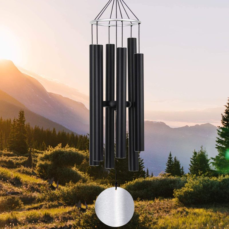 Photo 1 of ASTARIN Wind Chimes Outdoor Large Deep Tone,36Inch Large Wind Chimes for Outside Tuned Relaxing Soothing Low Bass,Memorial Wind Chimes Sympathy for Mom Dad,Black
