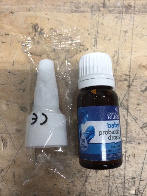 Photo 2 of Mommy's Bliss Baby Probiotic Drops Everyday - Gas, Constipation, Colic Symptom Relief - Newborns & Up - Natural, Flavorless, 0.34 Fl Oz EXP. 01/24
