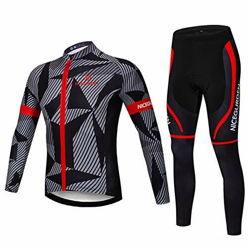 Photo 1 of ICEGURDEN Men's Long Sleeve Jersey Cycling Suits Set Shirt Padded Pants, blue xxl