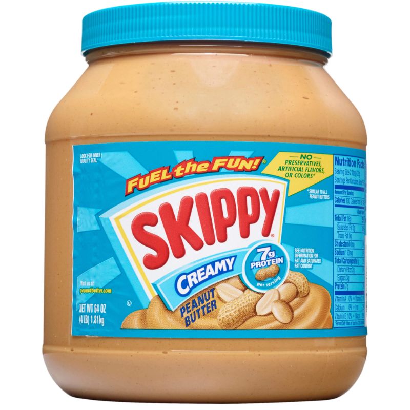Photo 1 of (NON-REFUNDABLE) EXPIRATION: 05/22/2022
(2 PACK)
SKIPPY Peanut Butter, Creamy, 7 g protein per serving, 64 oz.