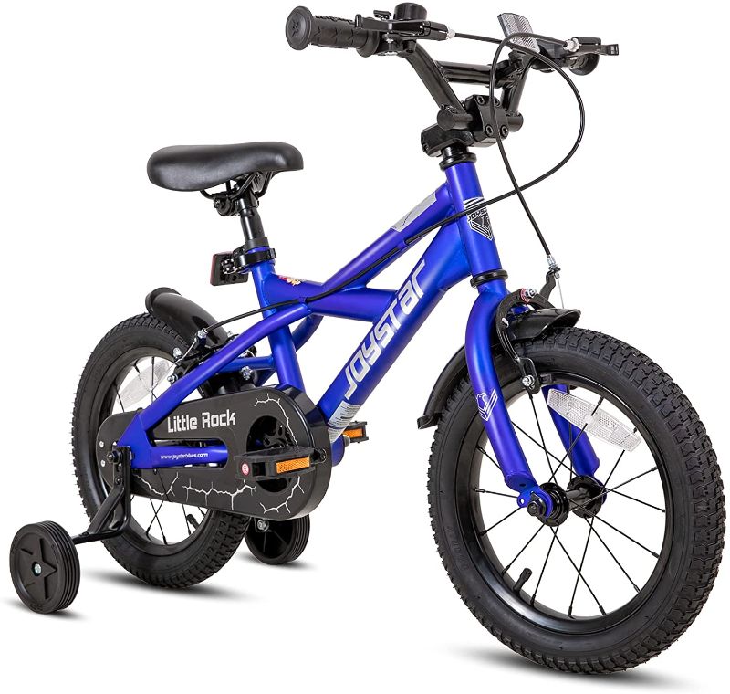 Photo 1 of JOYSTAR Little Rock  16”  Kids Bike for 3-9 Years Boys & Girls with Training Wheels & Dual Handbrakes Easy Assembly, Kids Bicycles for Toddler and Kids Black Blue Purple
