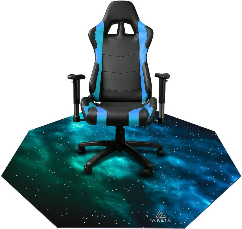 Photo 1 of AREIA Space Computer Chair Mat (47” x 47”), Noise Cancelling Gaming Chair Mat – Anti-Slip Gaming Floor Mat – Scratch Resistant Mat for Office Chair – Octagon Computer Chair Mat for Hardwood Floor
