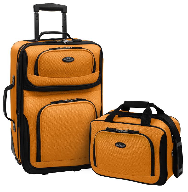 Photo 1 of 2-Piece Expandable Travel Luggage Set in Orange