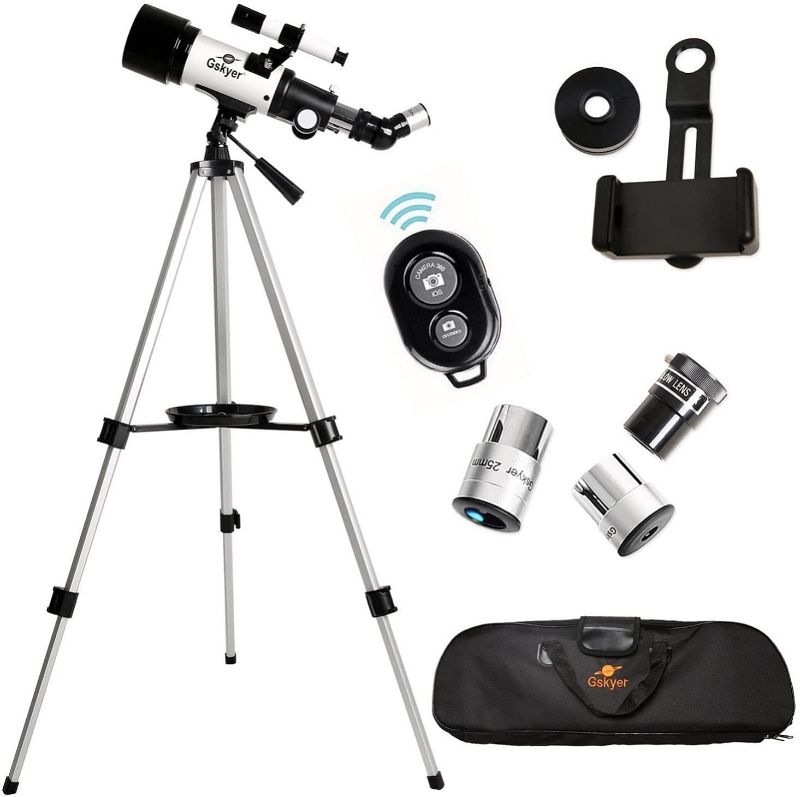 Photo 1 of Gskyer Telescope, 70mm Aperture 400mm AZ Mount Astronomical Refracting Telescope for Kids Beginners - Travel Telescope with Carry Bag, Phone Adapter and Wireless Remote
