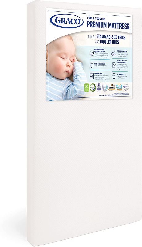 Photo 1 of Graco Premium Foam Crib & Toddler Mattress – 2021 Edition, GREENGUARD Gold and CertiPUR-US Certified, 100% Machine Washable, Breathable, Water-Resistant Cover
