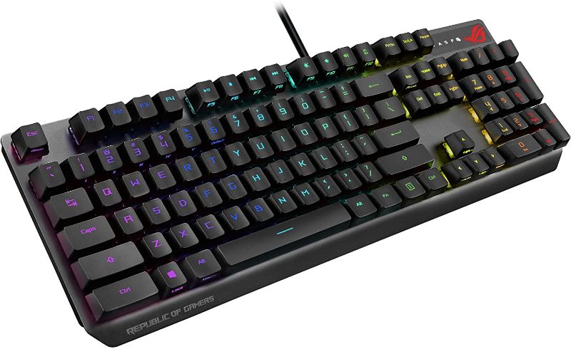 Photo 1 of ASUS ROG Strix Scope RX Gaming Keyboard | ROG RX Optical Mechanical Blue Switches, Programmable Macro, Aura Sync RGB Lighting, USB 2.0 Passthrough, IP57 Waterproof & Dust Resistance, Alloy Top Plate
