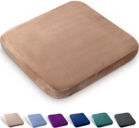 Photo 1 of CHIC-COMFORT Memory Foam Square Seat Cushion 16 x 16 inch for Back, Sciatica Pain, Pressure Relief, Chair Pad, Velvet Cover, Non-Slip for Office Chair, Car Seat - Premium Firm Formula (Camel Tan)
