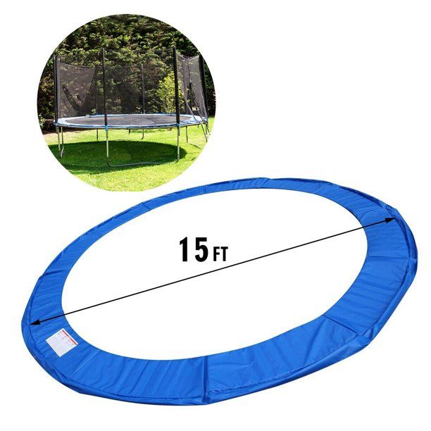 Photo 1 of 15' Round Trampoline Safety Pad Replacement Frame Spring Blue Cover
