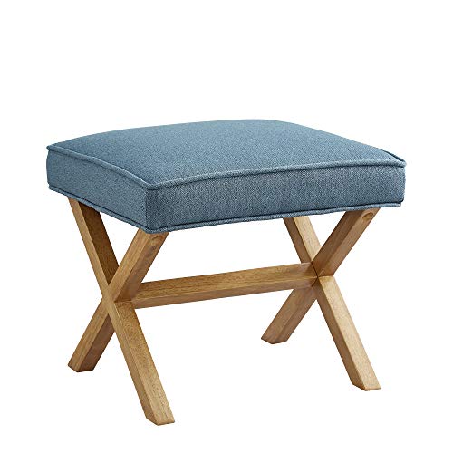 Photo 1 of Amazon Brand – Rivet Mid-Century Modern X Stool Ottoman Chair, 20" W, Indigo Blue
