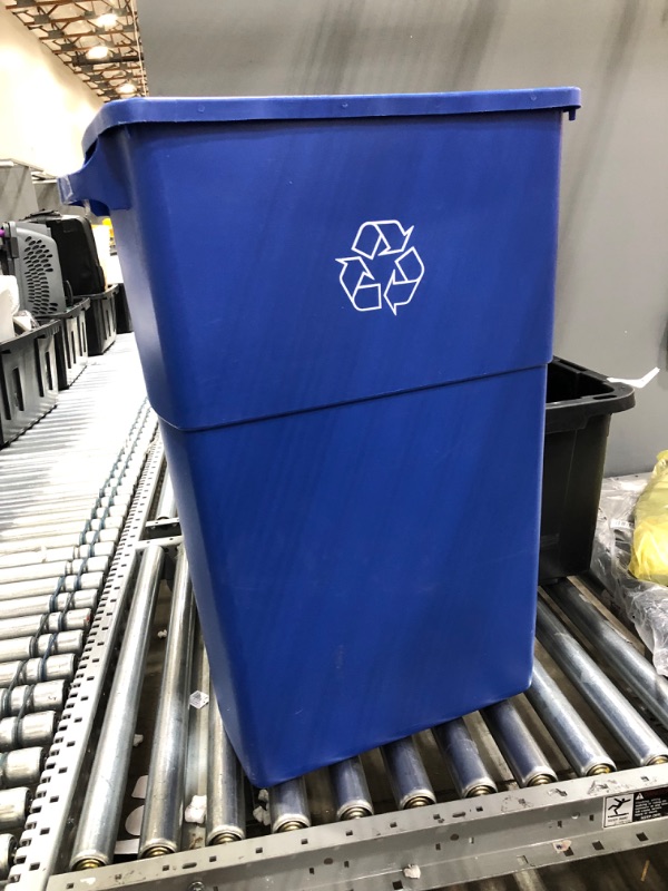 Photo 1 of 10 Gallon Commercial Office Wastebasket, Blue, w/ Recycle Logo, 1-pack