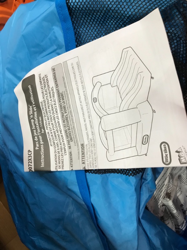 Photo 1 of Little Tikes Jump 'n Slide Bouncer - Inflatable Jumper Bounce House Plus Heavy Duty Blower With GFCI, Stakes, Repair Patches, And Storage Bag 106.2 Inch x 137.7 Inch x 65.7 Inch Ages 3-8 Years
