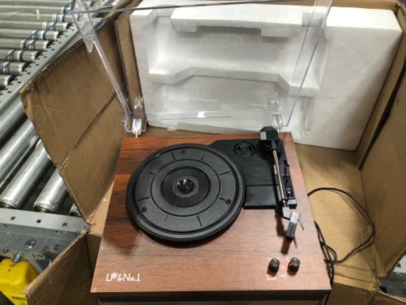 Photo 3 of LP&No.1 Bluetooth Vinyl Record Player with External Speakers, 3-Speed Belt-Drive Turntable for Vinyl Albums with Auto Off and Bluetooth Input
