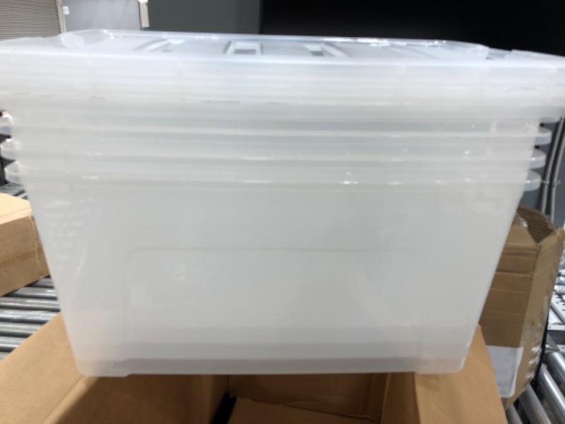 Photo 1 of 16WX25"LX12"H Clear Storage Bins  4pack 