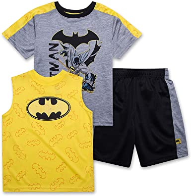 Photo 1 of BATMAN T Shirt for Boys, Tank Top and Shorts 3 Piece Summer Activewear Bundle Shirt for Kids 4
