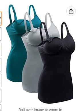 Photo 1 of Bralido Women's Nursing Tank Camis with Built-in Maternity Bra for Breastfeeding Pack of 3 SIZE XL 
