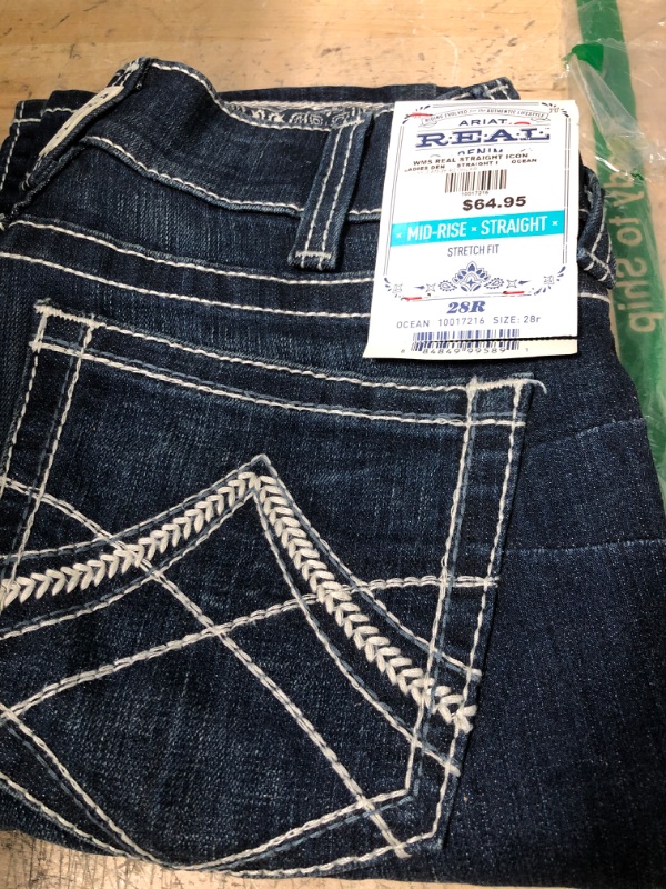 Photo 3 of ARIAT REAL Icon Mid Rise Stretch Straight Leg Jeans SIZE 28R 
