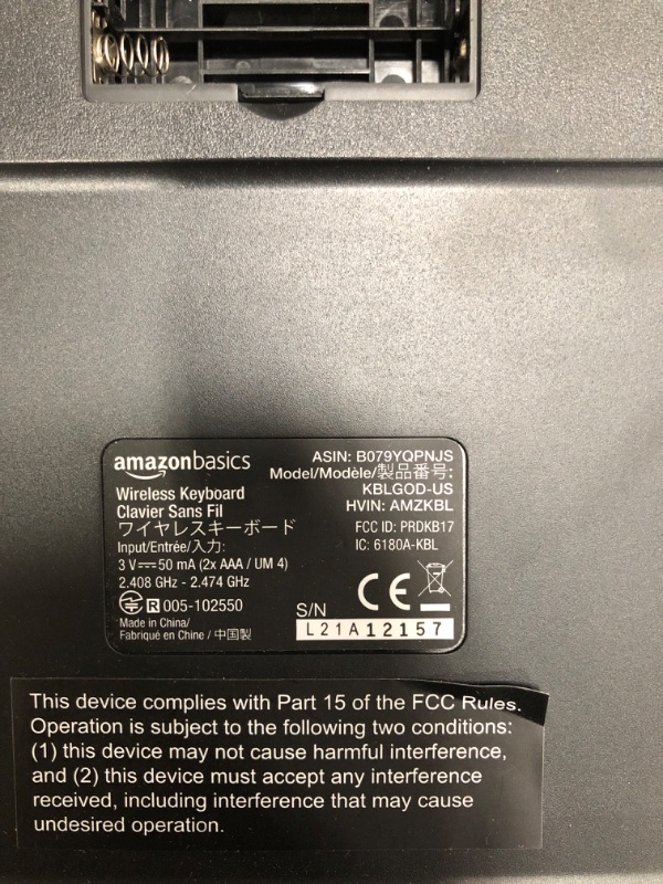 Photo 3 of AmazonBasics Wireless Computer Keyboard and Mouse Combo - Full Size - US Layout (QWERTY)