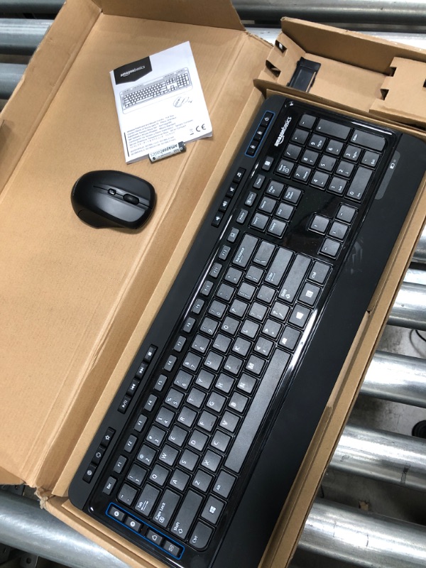 Photo 2 of AmazonBasics Wireless Computer Keyboard and Mouse Combo - Full Size - US Layout (QWERTY)