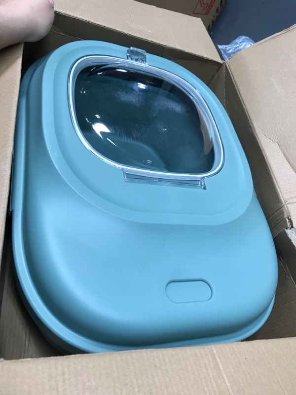 Photo 1 of Collapsible Dog Food Storage Container, 30 Lb Pet Cat Pantry Plastic Large Containers Bin with Wheels Airtight Lids Locking Bowl, 50 Lb Kitchen Cereal Flour Sugar Rice Leakproof Sealable Dry Holder green