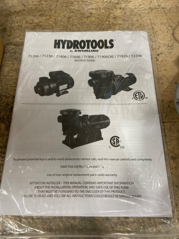 Photo 2 of SWIMLINE HYDROTOOLS 719061S Hydro-Flo 1.0 HP (0.9 THP) 4500 GPH ABOVE GROUND Powerful Pool Pump 1 Speed Extra Large Strainer Basket Horizontal Discharge 115V Energy Saving Silent Noise DOE Cert 1.0 HP (Horizontal)