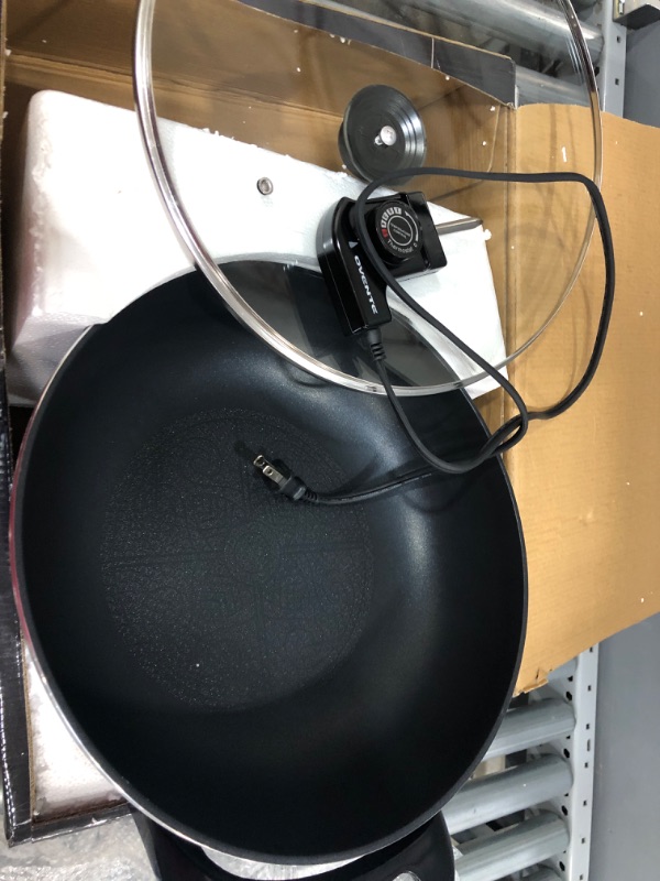 Photo 1 of 13 In. Black Non-Stick Electric Skillet with Aluminum Body Adjustable Temperature Controller Tempered Glass Cover