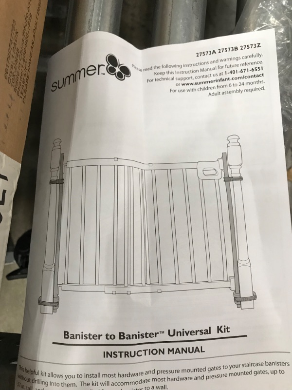 Photo 3 of Summer Banister to Banister Gate Mounting Kit - Fits Round or Square Banisters, Accommodates Most Hardware & Pressure Mount Baby Gates up to 37” Tall, Gate Sold Separately
