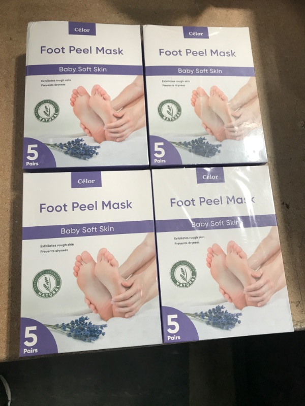 Photo 2 of (4 Packs)?? Foot Peel Mask (5 Pairs) - Foot Mask for Baby soft skin - Remove Dead Skin | Foot Spa Foot Care for women Peel Mask with Lavender and Aloe Vera Gel for Men and Women Feet Peeling Mask Exfoliating
