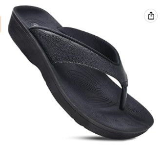 Photo 1 of AEROTHOTIC Original Orthotic Comfort Thong Style Flip Flops Sandals for Women with Arch Support for Comfortable Walk Black 8