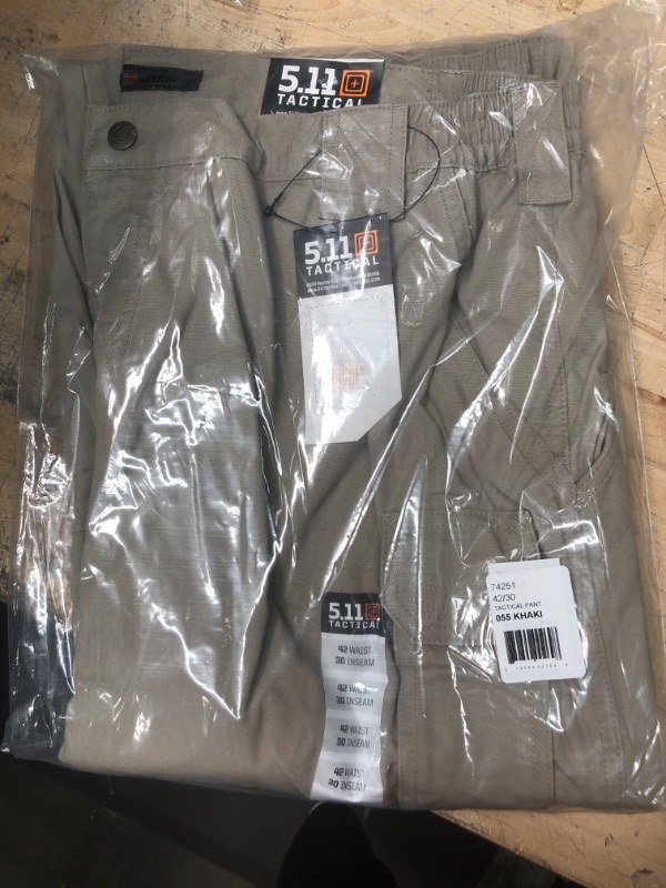 Photo 2 of 5.11 Tactical Men's Active Work Pants, Superior Fit, Double Reinforced, 100% Cotton, Khaki, 42Wx30L, Style 74251
