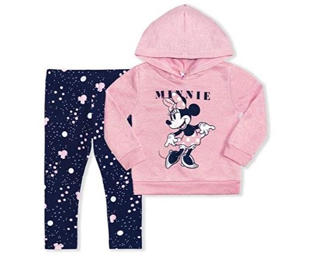 Photo 1 of Disney Girl's 2-Pack Minnie Mouse Hooded Graphic Sweatshirt and Patterned Legging Pant Set for Toddler
2t