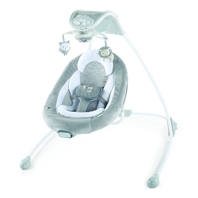 Photo 1 of Ingenuity InLighten Baby Swing - Cool Mesh Fabric, Vibrations, Swivel Infant Seat, Nature Sounds, Light Up Motorized Mobile 