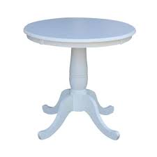 Photo 1 of 30 in. Pure White Round Solid Pedestal Table