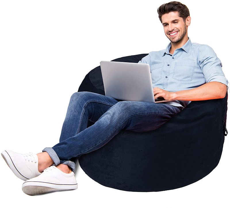 Photo 1 of **Damaged** Amazon Basics Memory Foam Filled Bean Bag Chair with Microfiber Cover - 4', Blue
