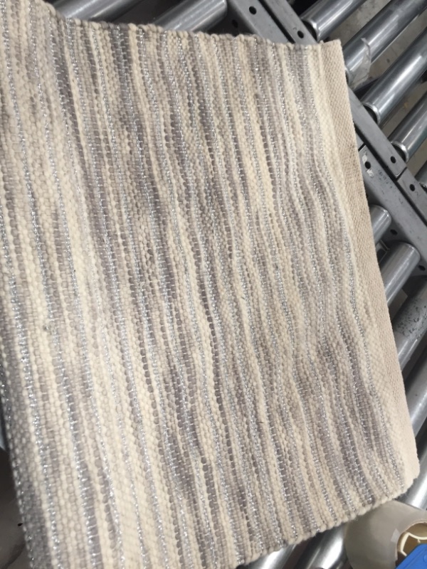 Photo 2 of 2'X3' Striped Metallic Woven Accent Rug Gray 