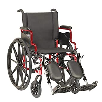 Photo 1 of Invacare 9000 XT High Performance Lighter Weight Wheelchair, with Desk Length Arms and T94HC Elevating Legrests with Padded Calf Pads, 16" Seat Width, Electric Red -ATO_9XT_WD66_61P_T94HC
