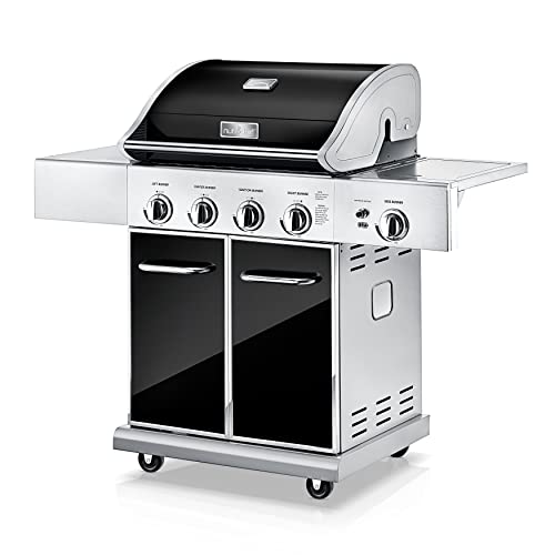 Photo 1 of **DAMAGED** MISSING HARDWARE** Heavy-Duty 5-Burner Propane Gas Grill - Stainless Steel Grill, 4 Main Burner with 1 Side Burner, 52,000 BTU Grilling Capacity, Electronic Ignition Sys
