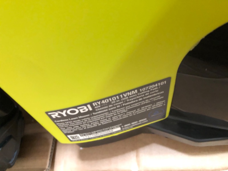 Photo 2 of 
RYOBI
40V Brushless 20 in. Cordless Battery Walk Behind Push Lawn Mower with 6.0 Ah Battery and Charger