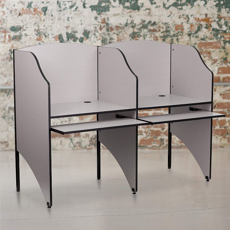 Photo 1 of **MISSING PARTS**DAMAGED** Flash Furniture Starter Study Carrel in Nebula Grey Finish
