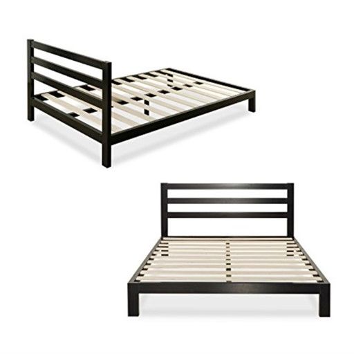 Photo 1 of **MISSING HARDWARE* MINOR SCRATCHES* Modern Studio Platform 2000H Metal Bed Frame/Mattress Foundation with Headboard, No Boxspring Needed, Wooden Slat Support, King

