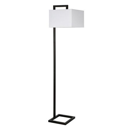 Photo 1 of Grayson 68 in. Blackened Bronze Floor Lamp with Square Fabric Shade
