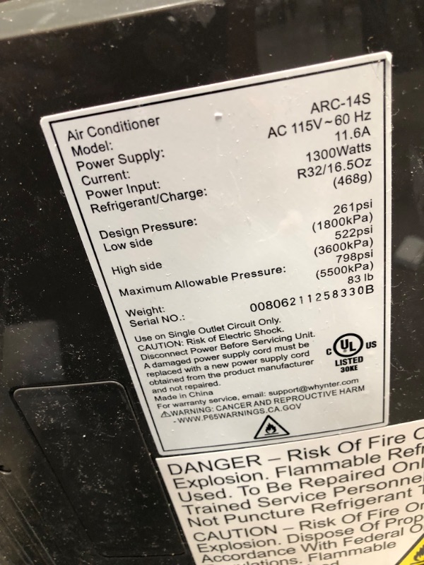 Photo 1 of Whynter ARC-14S 14,000 BTU Dual Hose Portable Air Conditioner, Dehumidifier, Fan with Activated Carbon Filter in Platinum and Black plus Storage bag for Rooms up to 500 sq ft
