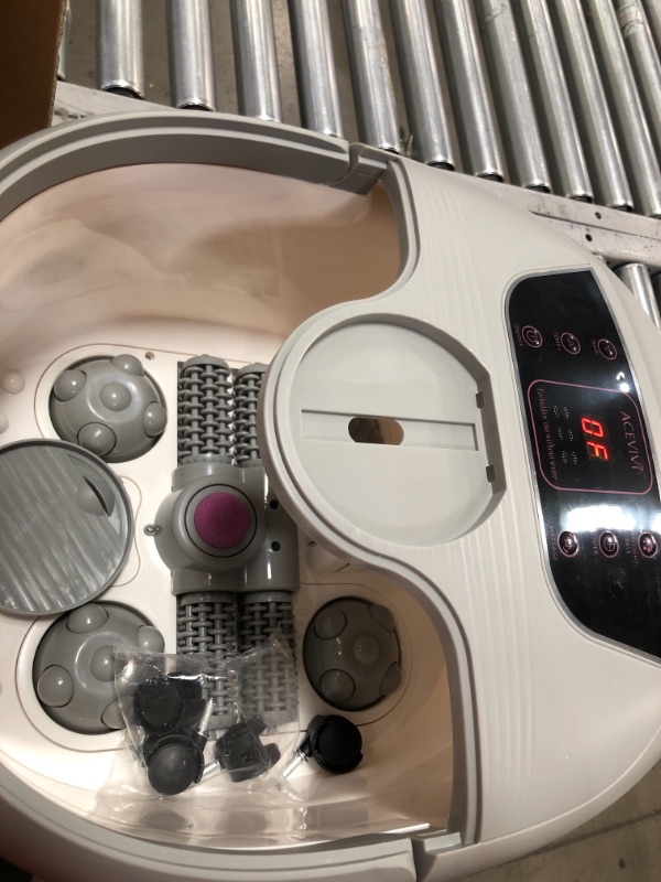 Photo 3 of Foot Spa Bath Massager with Automatic Shiatsu Massaging Rollers and Maize Roller and Heat Bubbles Multi-Mode, Auto Pedicure Stone,Temperature Control Vibration and Red Light for Home/ Office Use
