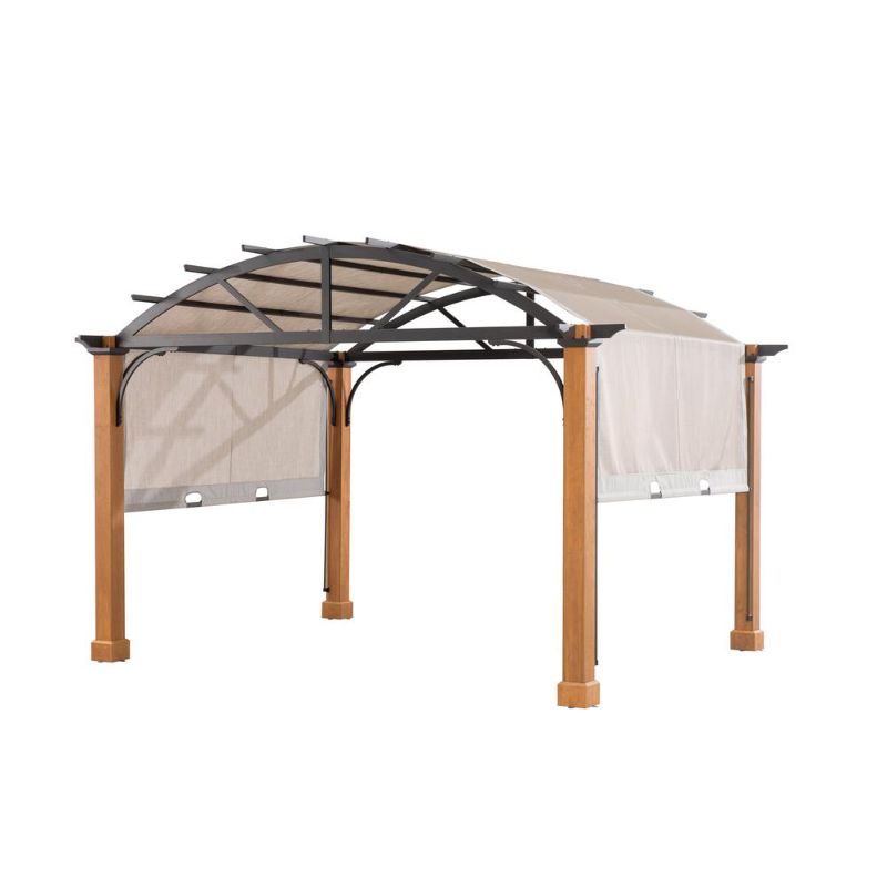 Photo 1 of ***MISSING ANOTHER BOX*** Hampton Bay Longford 10 Ft. X 12 Ft. Wood Pergola 2-Box Metal Parts, Browns / Tans
