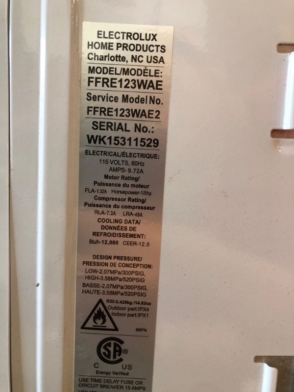 Photo 1 of Frigidaire Window-Mounted Room Air Conditioner, 12,000 BTU, in White
