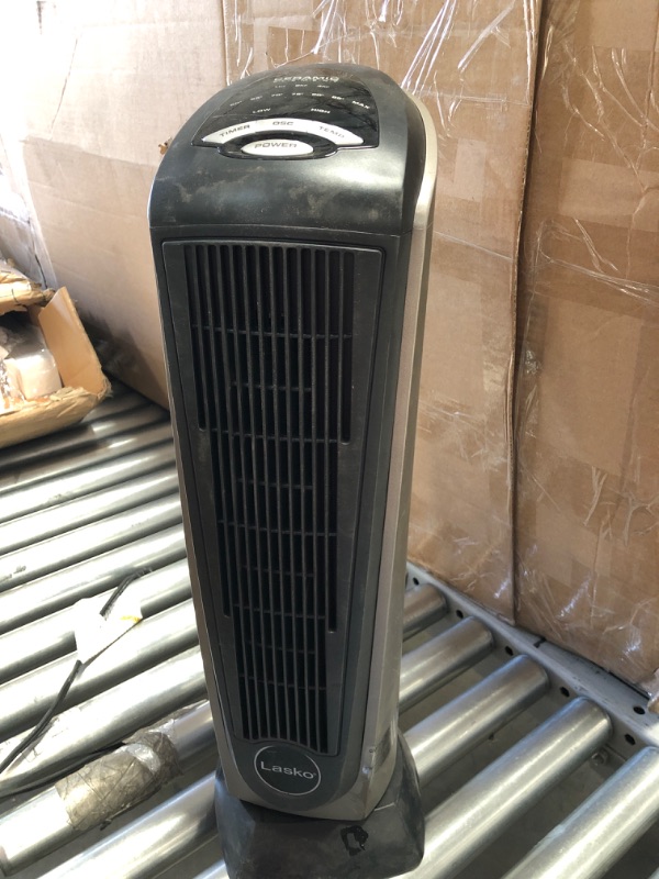 Photo 2 of Lasko Lasko-22 Digital Ceramic Oscillating Remote (751320) Tower Heater, 8.5x2033 L x 7.25x2033 W x 23x2033 H, Grey/Black
