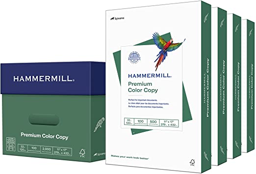Photo 1 of Hammermill Printer Paper, Premium Color 32 lb Copy Paper, 11 x 17 - 4 Ream (2,000 Sheets) - 100 Bright, Made in the USA, 102660C
