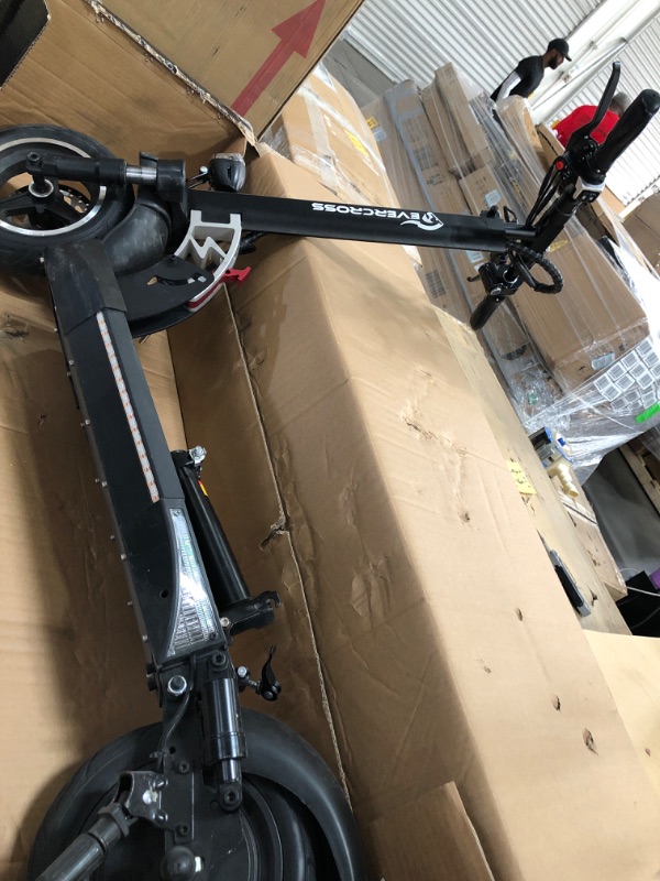 Photo 2 of EVERCROSS Electric Scooter, Electric Scooter for Adults with 800W Motor, Up to 28MPH & 25 Miles, Scooter for Adults with Dual Braking System, Folding Electric Scooter Offroad with 10'' Solid Tires front of frame is damaged missing keys, seat and charging 